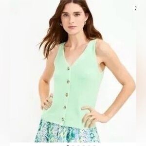 LOFT Mint Green Knit Tank with V-Neck